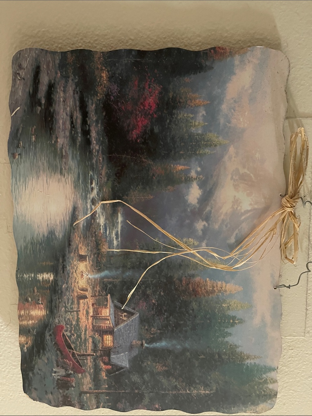 Rustic Lake Cabin Wall Art in Blue and Green